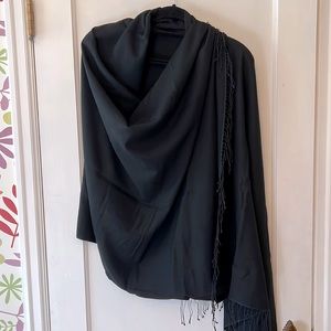 Black wool‎ pashmina 36” x 80”. Perfect for fall and winter!